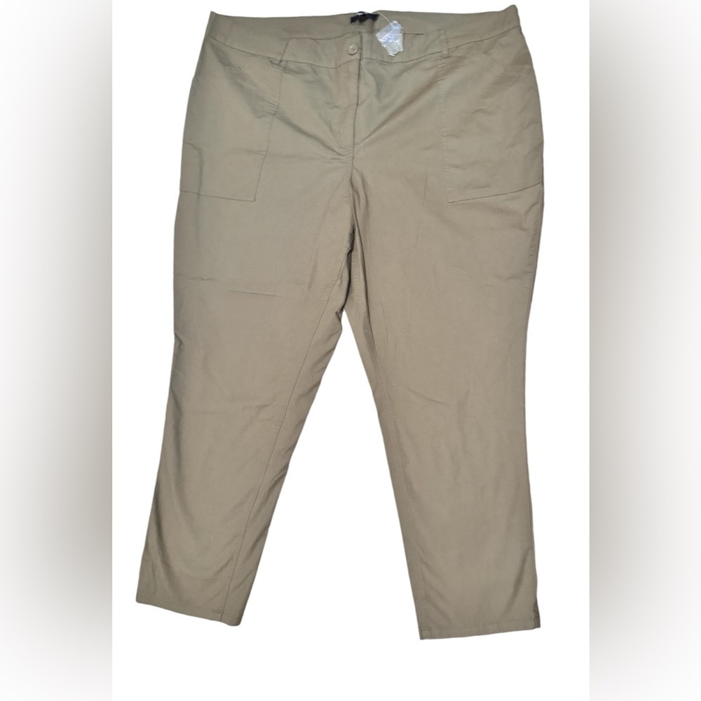 Ellos | Olive Green Classic Stretch Cotton Pants (26)